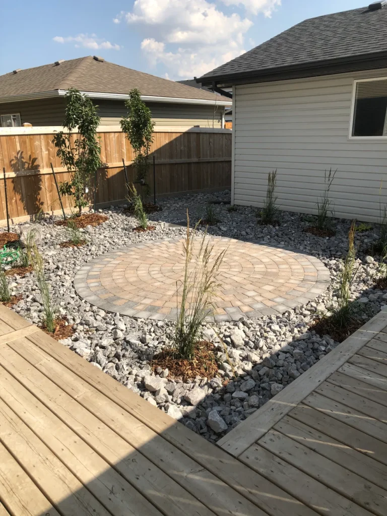 stone decoration in a backyard by Lush Landscaping
