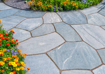 Beautiful slates and flower beds