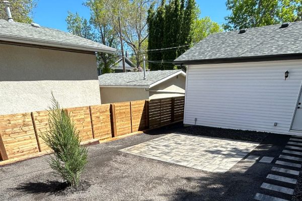 a low maintenance back yard that was installed by Lush Landscaping in Edmonton