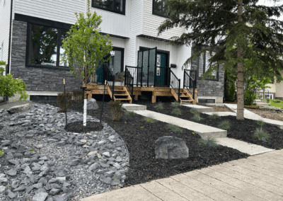 landscaping outside of an apartment complex in Edmonton by Lush Lnadscaping and restoration ltd