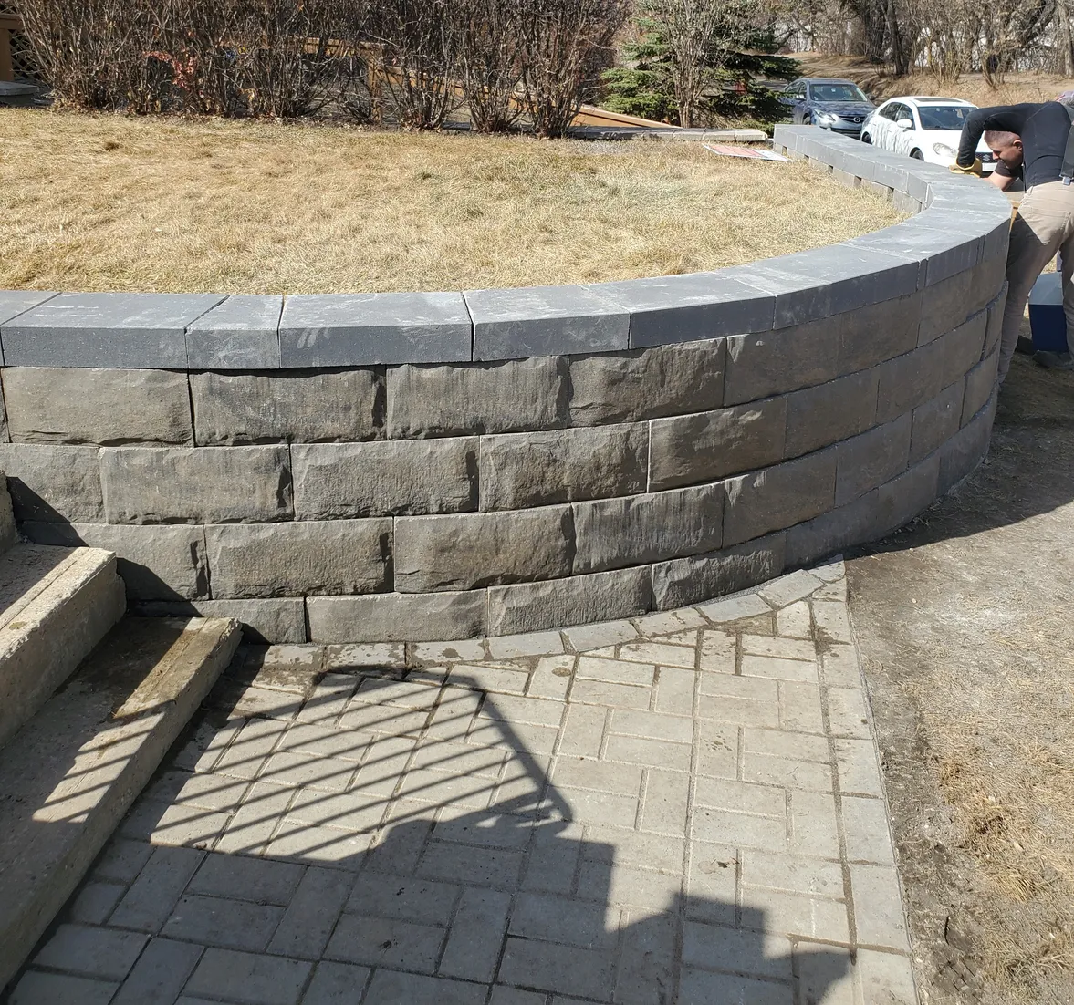 Retaining wall that was built by Lush Landscaping