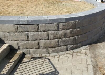 retaining wall and staircase built by Lush Landscaping in Edmonton AB Canada