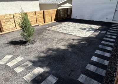 Stone steps and low maintenance yard installed by Lush Landscaping in Edmonton