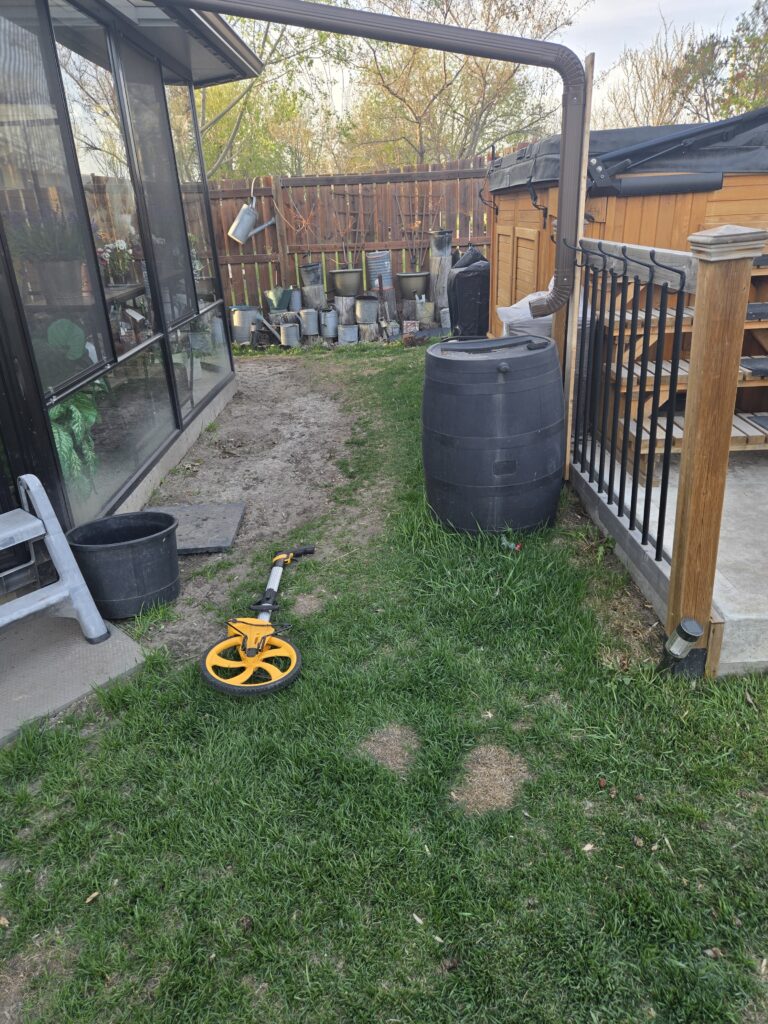 A yard with dead grass due to poor grading