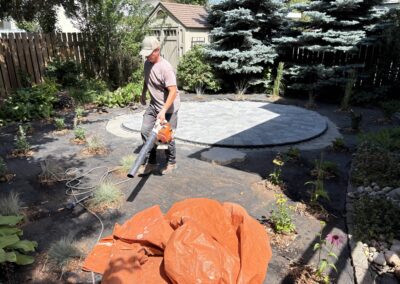 Lush Landscaping worked cleaning up the area after a yard restoration