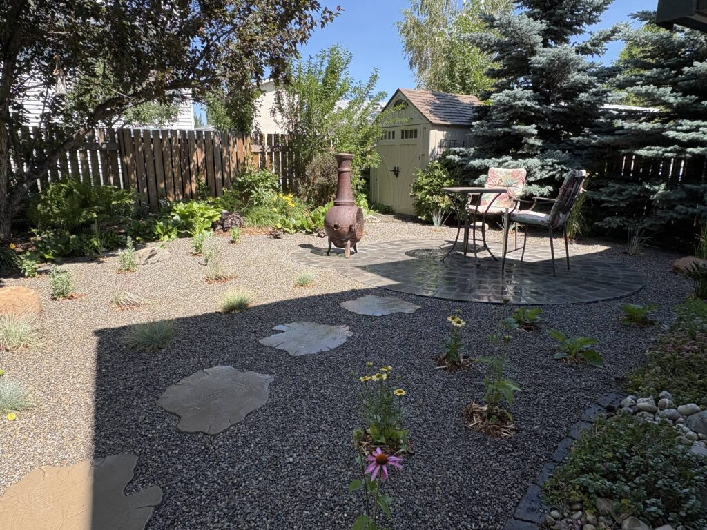 rock garden with stone walkway